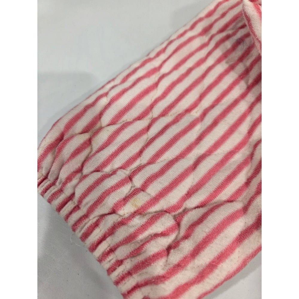 Vintage Lara‎ Dee Quilted Hooded Lounge Robe Red White Stripe Medium Pocket USA - Picture 11 of 12